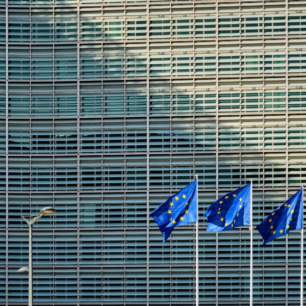 EU flags in front of European Commission
